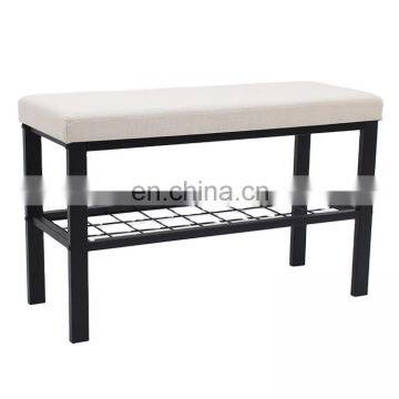 Customized Modern and Practical Metal Change Shoe Stool Shelves Storage Bench With Seating for Living Room photo-5