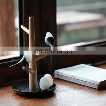 New design wooden bird Motion and Touch Sensor Desk Lamp eggs light led desk lamp with wireless charger