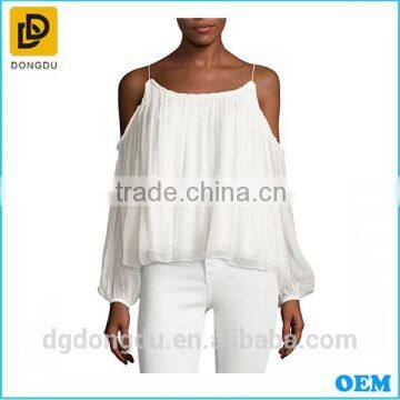 2016 Fashion Design Latest Summer Lady Blouse Cold-Shoulder Blouse