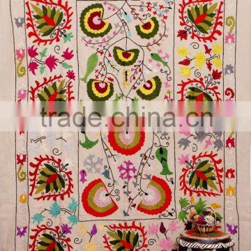 Indian Handmade Suzani Wall Hanging Trendy Vintage Suzani Bedsheet Floral Bedspread Suzani Hippie Runner Tapestry