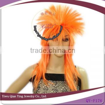 Hot Sale cheap orange Pro-environment straight synthetic fiber party punk wigs