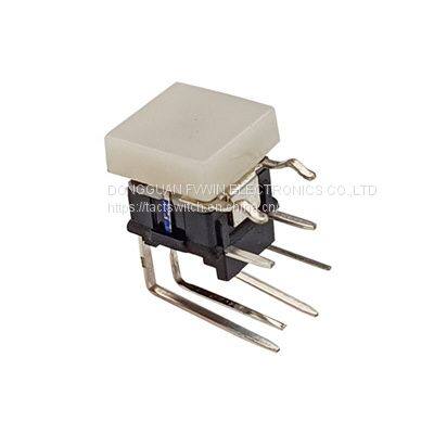 SPST Red LED 90 Deg Metallic Silver Round Cap Illuminated Tact Switch photo-3