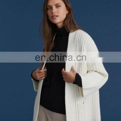 Женский зимний кимоно-карддиган из шерсти и cashmere с рябой трикотажной текстурой photo-5