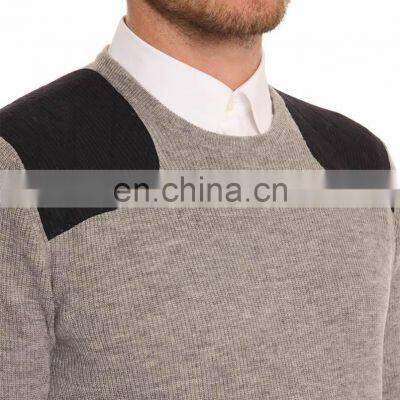 Mens Wool Cashmere Knitted Pullover Sweater With Shoulder Pad photo-4