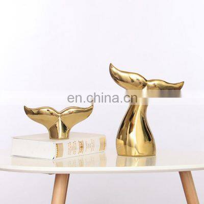 Ceramic Artwork of Golden Whale Tail Ornaments photo-4