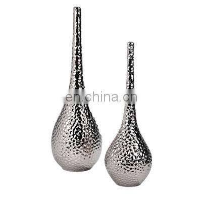 Modern New Silvery Makusky Series Long Neck Gilded Flower Vase for Home Decoration