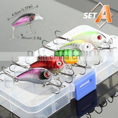 DONQL Mixed Colors Fishing Lure Set 5/8pcs Minnow Baits Kit Wobbler Crankbaits with Box Treble Hooks Fishing Tackle hard Bait