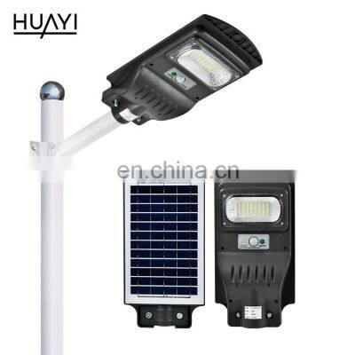 HUAYI Ip65 Waterproof Outdoor Integrated Solar Light Street Lamp Outdoor 30w 60w 90w 120w Solar LED Street Light