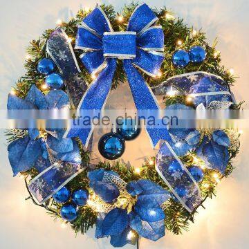 2015 decorative lighted christmas wreath with bowknot