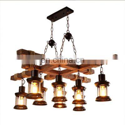 Luxury Wooden Chandelier For Hotel Lobby Vintage Home Lighting LED Pendant Light