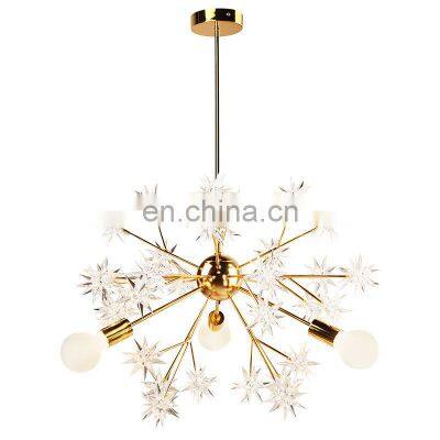 Nordic Modern Glass Star Home Pendant Light Interior Bedroom Decoration LED Luxury Chandelier