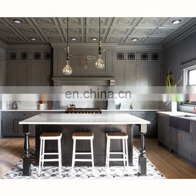 Modern custom grey design simple shaker style wall cupboard island kitchen cabinet