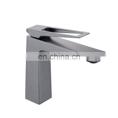 New Design Bathroom Deck Mounted Gun Metal taps brass basin Toilet Faucet