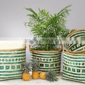 High quality best selling eco-friendly two tones bamboo baskets weaving from Vietnam