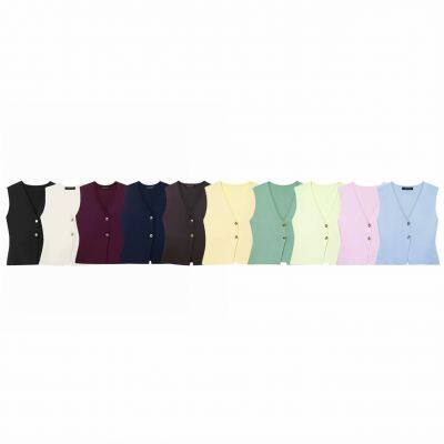 New French Style Simple and Fashionable Button Knit Vest for Women, Pleated and Spliced Skirt photo-5