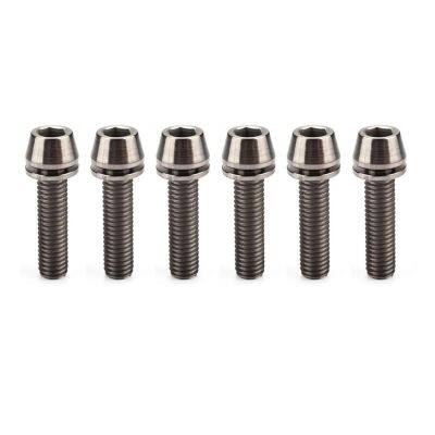 Titanium Hex Bike Stem Bolts M5x16mm Tapered Head with Washer Screws 6pcs