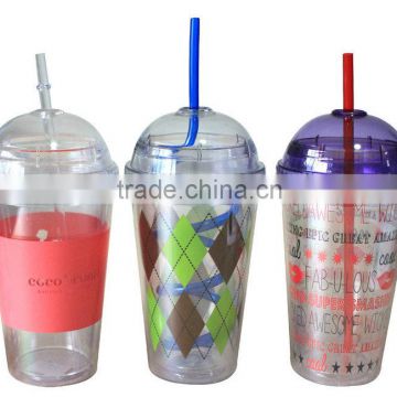 450ml Plastic tumbler Juice Cup/Mug BSCI approval double wall PS/AS