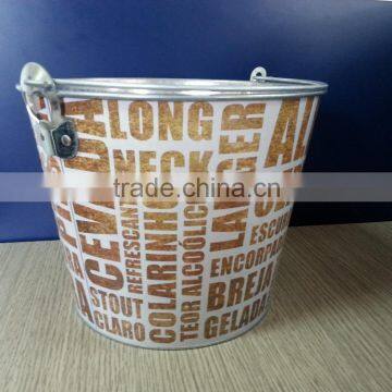 CMYK Logo 8L Galvanized Iron Tin Ice Bucket, Ice Pails, Beer Bucket With Openner photo-2