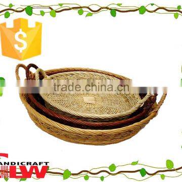 fruit basket,food basket, 3 pieces round maize trays with handles