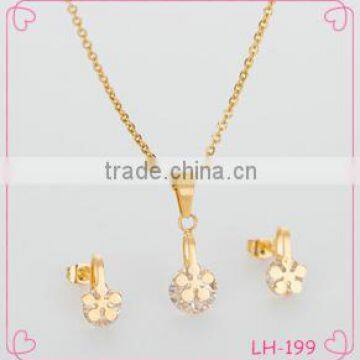 Wedding Jewelry Sets Gold Plated Necklace and Earring Set Diamond Luxury Necklace