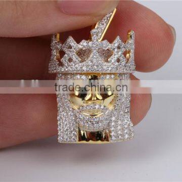 Micro Set 925 Silver Jesus Face Pendant 2015 Hip Pop Jewelry photo-2