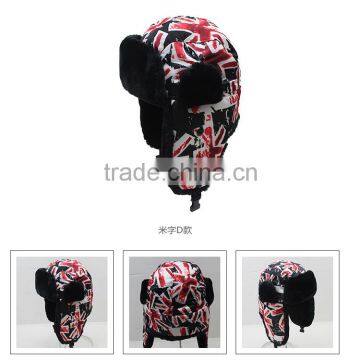 New United Kingdom Flag Printed Women Men Winter Hat And Caps With Earflap