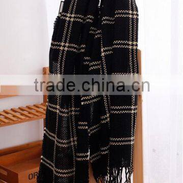 New Model Autumn Winter Long Tassel Fringe Checked Plaid Blanket Shawl photo-4