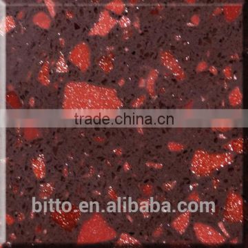 Shining high gloss quartz stone surface slab for counterop tile cabinet