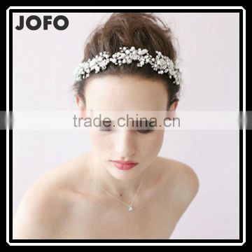 T & H Series Handmade Beaded Rhinestone Flower Wedding Headband Hair Jewelry Hair Accessories