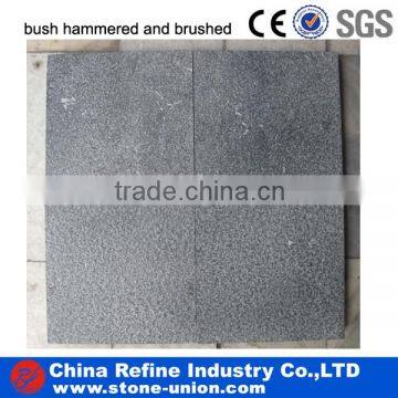 bush hammered and brushed black limestone natural stone tile