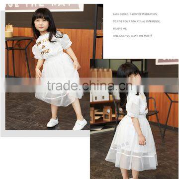 chiffon children girl suit dress summer short sleeves baby girl dress OEM service