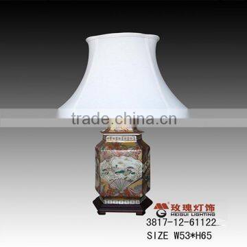 Chinese ceramic and wood base of antique table lamp