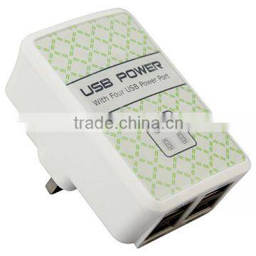 IOS Android Smartphone Four USB Power Adapter UK Plug