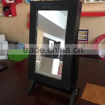 wooden MDF and PU frame mirror dressing mirror with jewellry storage case box