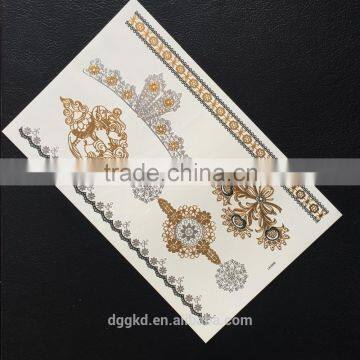 Gold Silver Tattoo Metallic Foil Temporary Tattoo Flash Tattoo Jewelry Tattoo Sticker/tatoos Quality Choice