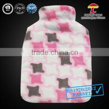 2000ml hot water bottle with with stars coral fleece cover