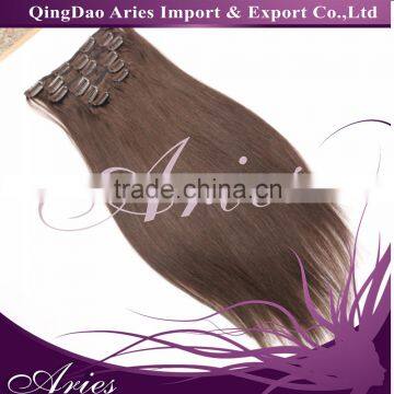 Human Virgin Hair Clip In Hair Extensions #1 No Grey Hair