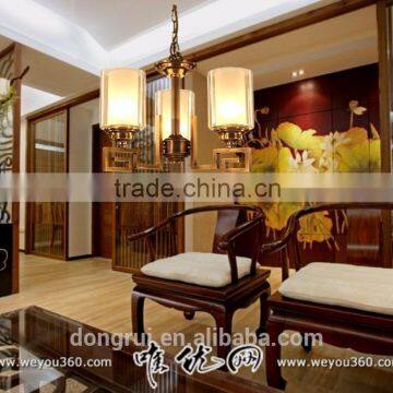 Chinese Style Classical Full Copper Luxury Decorative Light Hotel Chandelier For High Ceiling 5 Heads 522-5H