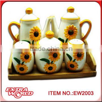 ceramic kitchenware for salt pepper oil vinegar set