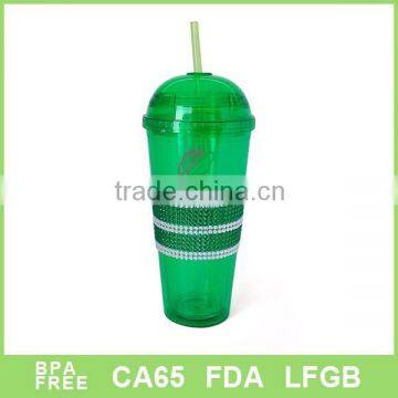 2016 NEW Design Rhinestone mug with straw