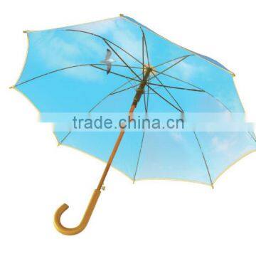 23 inch woodenentire full printed stick umbrella