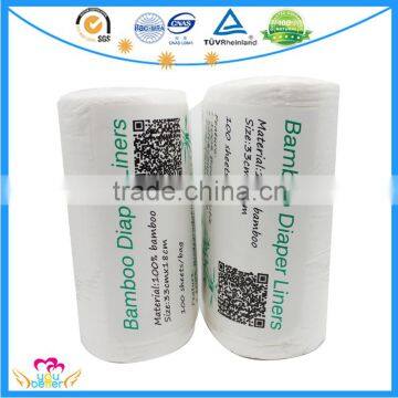 100 sheets/roll Biodegradable Diaper Liners, bamboo Fabric Flushable Nappy Liners,Comfortable Cloth Baby Diaper Liners