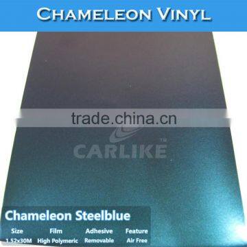 CARLIKE 1.52x30m Chameleon Square Steel Blue Vinyl Film For Wrap Car