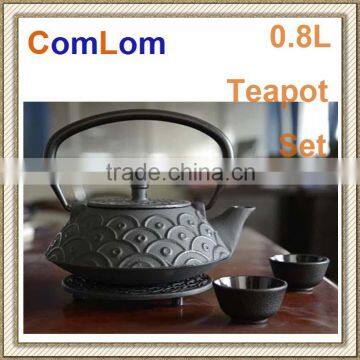 cast iron teapot set 1pc 0.8L pot & 2pcs cups