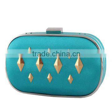 Online shopping High Quality Blue PU Leather Beaded Women Clutch Evening Bag