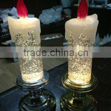 flameless battery operated led candle light electroplate color christmas light water filled