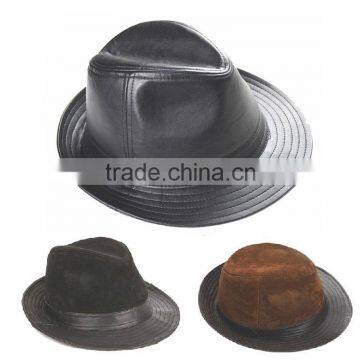 New Men's 100% Real Leather Top Cap/ Fedora Hat / Leather Trilby *3 Color NEw One