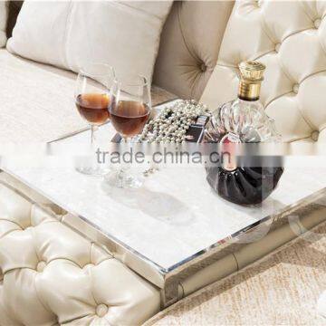 Living Room Classical French Furniture Fabric Button Beige Corner Sofa AL043