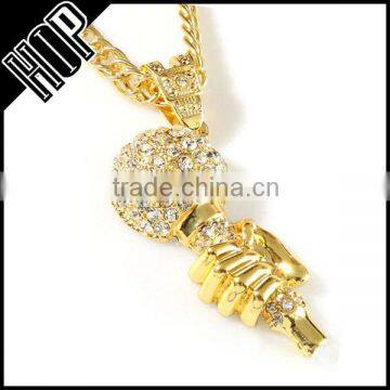 Hip Hop 14K Gold Plated Microphone Necklace