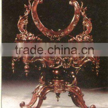 Dressing Table with Stool Grape Carved Mahogany Indoor Furniture.